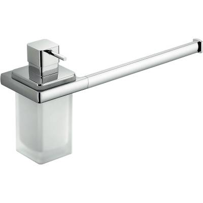 Distributeur de savon liquide et porte-serviette, chromé/verre, LULU