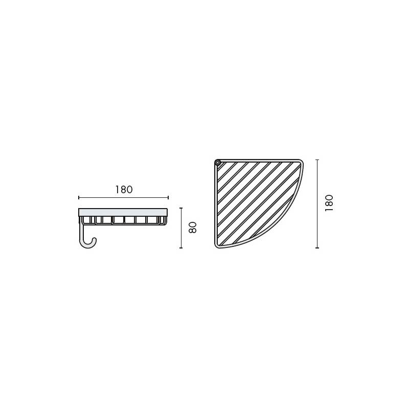 Panier d'angle avec crochet, chromé, COMPLEMENTS