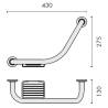 Barre d'appui 430 mm avec porte-savon, chromé, COMPLEMENTS