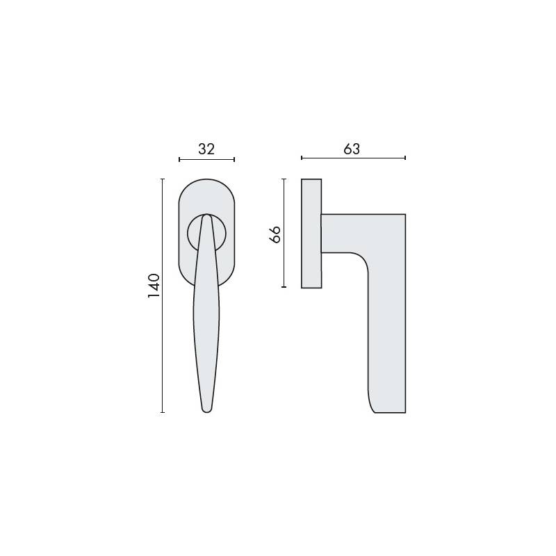 Béquille de fenêtre GAIA sur rosace ovale, laiton poli