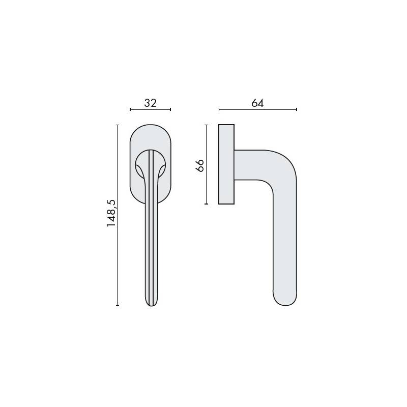 Béquille de fenêtre ROBOQUATTRO sur rosace ovale, chromé mat