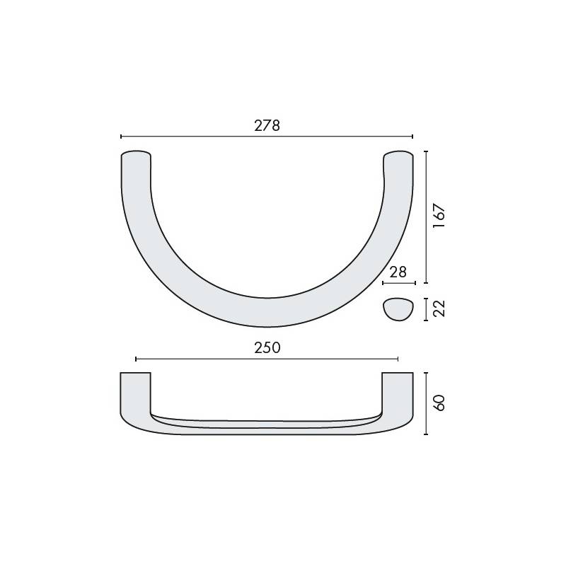 Poignée de tirage déportée LOGO entraxe 250 mm, chromé mat
