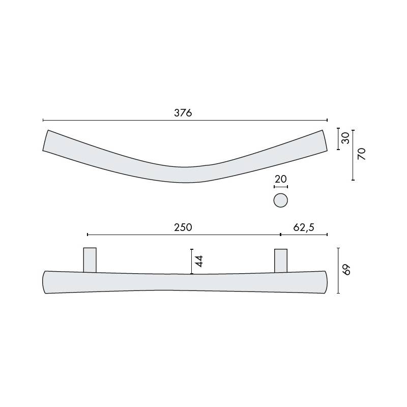 Poignée de tirage déportée ZEN-B entraxe 250 mm, chromé