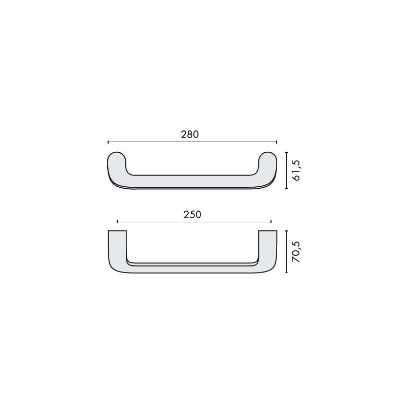 Poignée de tirage déportée ROBOQUATTRO-B, entraxe 250 mm, chromé