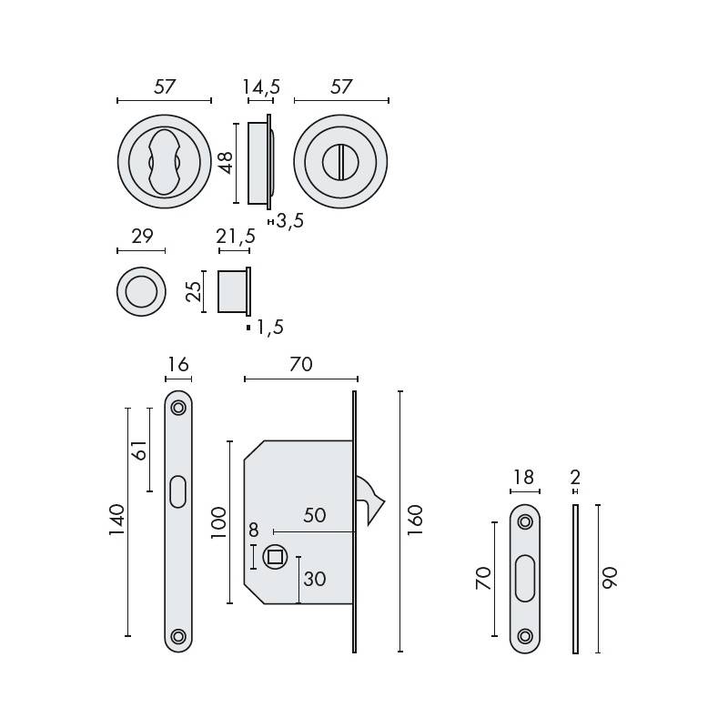 Cuvette encastrée OPEN Ø 57 mm avec serrure, chromé mat
