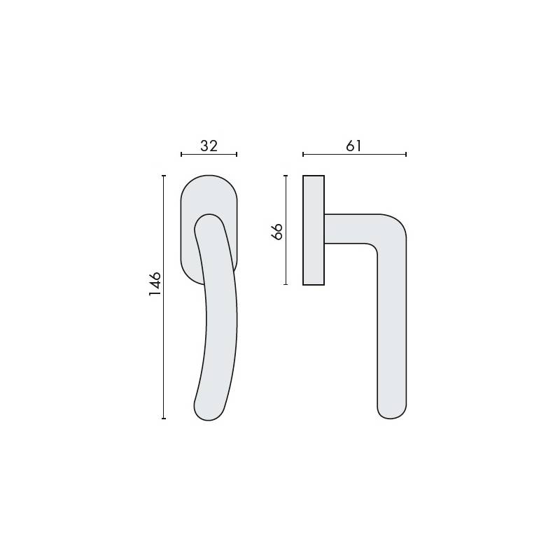 Béquille de fenêtre SIRIO sur rosace ovale, laiton poli