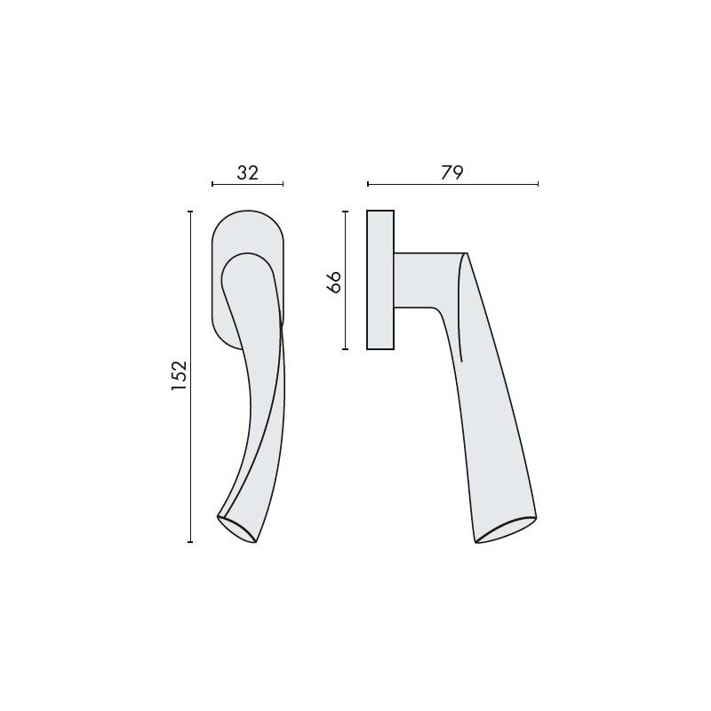 Béquille de fenêtre FLESSA sur rosace ovale, laiton poli
