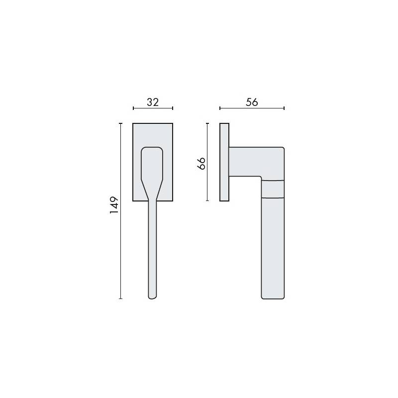 Béquille de fenêtre DEA sur rosace rectangulaire, chromé