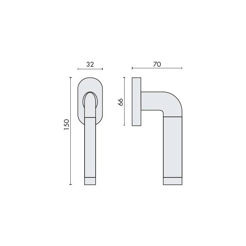 Béquille de fenêtre TAIPAN sur rosace ovale, chromé/chromé mat