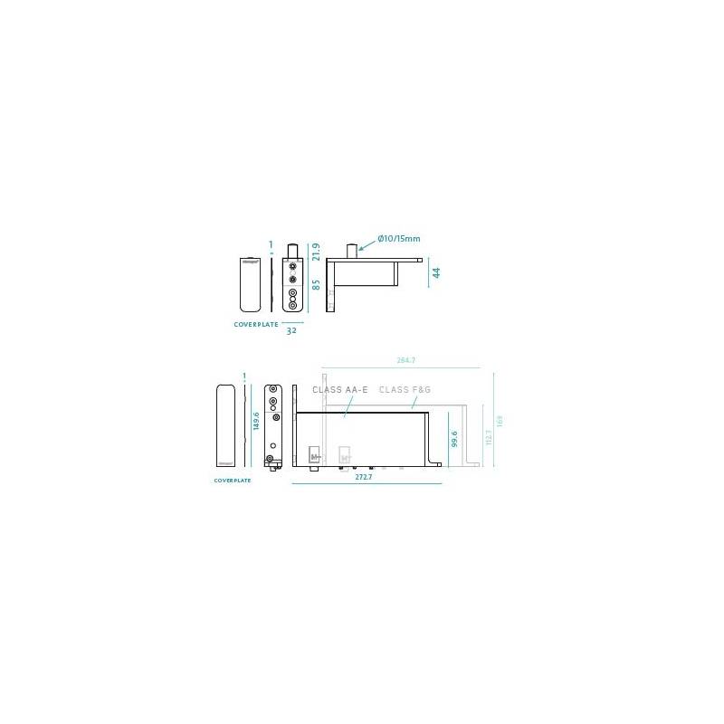 Ensemble pivot Système M+ réf. STM+40-F/TP40  avec plaque rectangulaire inox