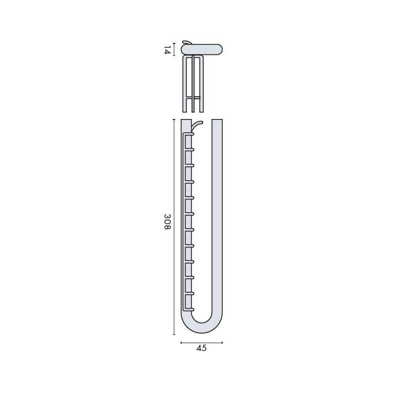 Rack porte-serviette 500x308 mm, support blanc, inox brossé 316