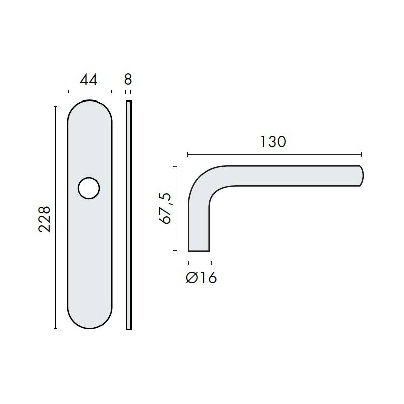 Paire de béquilles sur plaque LOGINOX L 16 mm fonction BDC, inox brossé 304