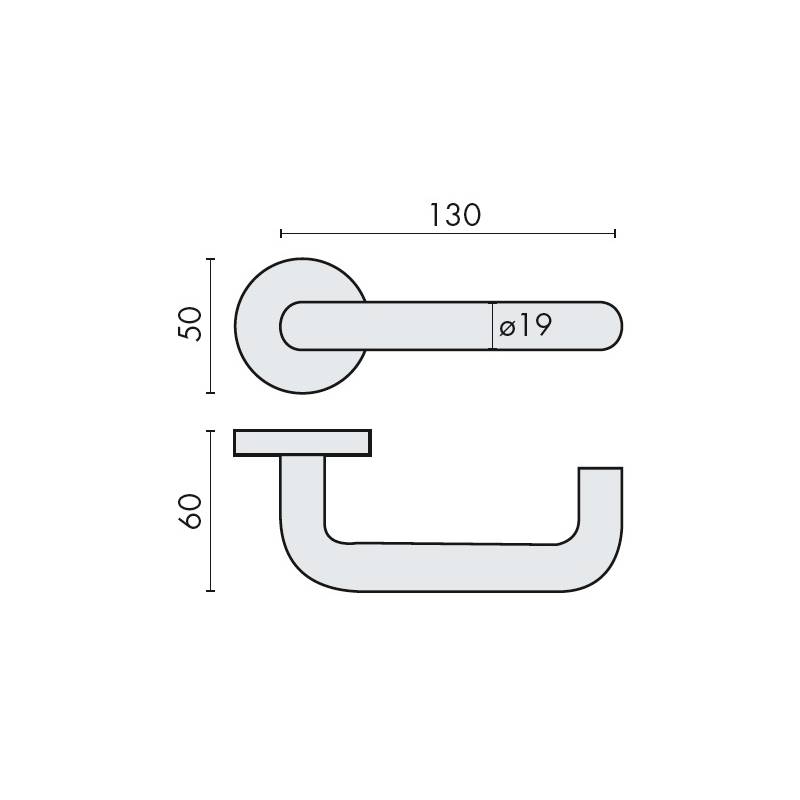 Paire de béquilles Soft-Line  U 19 mm sur rosace ronde, inox brossé