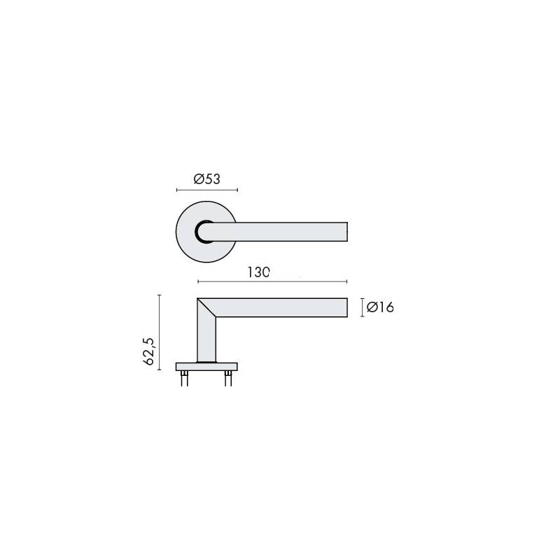 Pr de béq. sur rosaces rondes à visser, L90° 16 mm Project 05. Inox brossé 304
