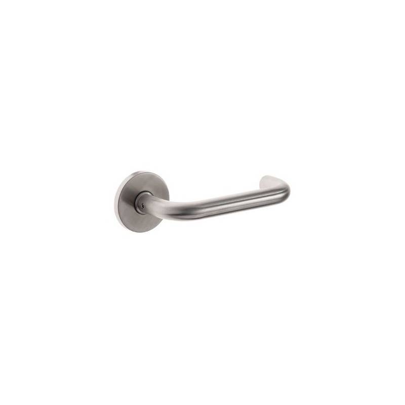 Paire de béquilles U 16 mm sur rosace ronde, inox brossé 304