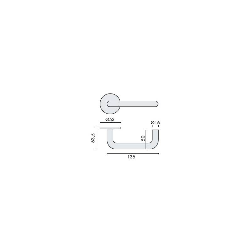 Paire de béquilles U 16 mm sur rosace ronde, inox brossé 304