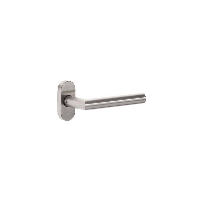 Paire de béquilles L90° 19 mm sur rosace ovale, inox brossé 304