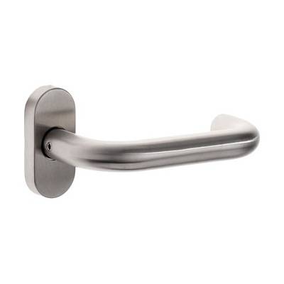 Paire de béquilles U 19 mm sur rosace ovale, inox brossé 304