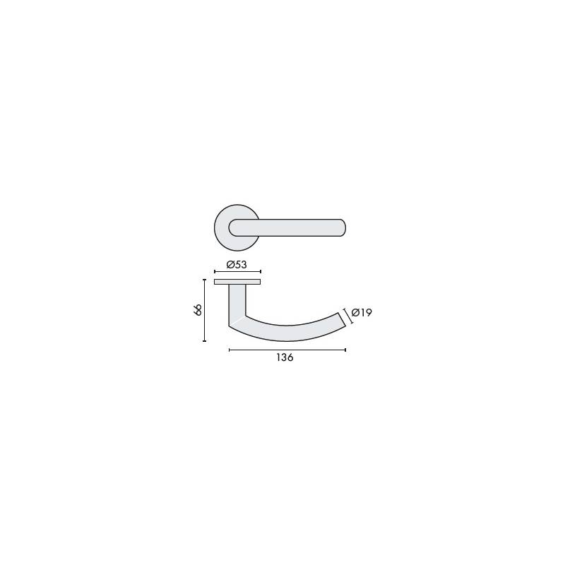 Paire de béquilles C 19 mm sur rosace ronde, inox brossé 304