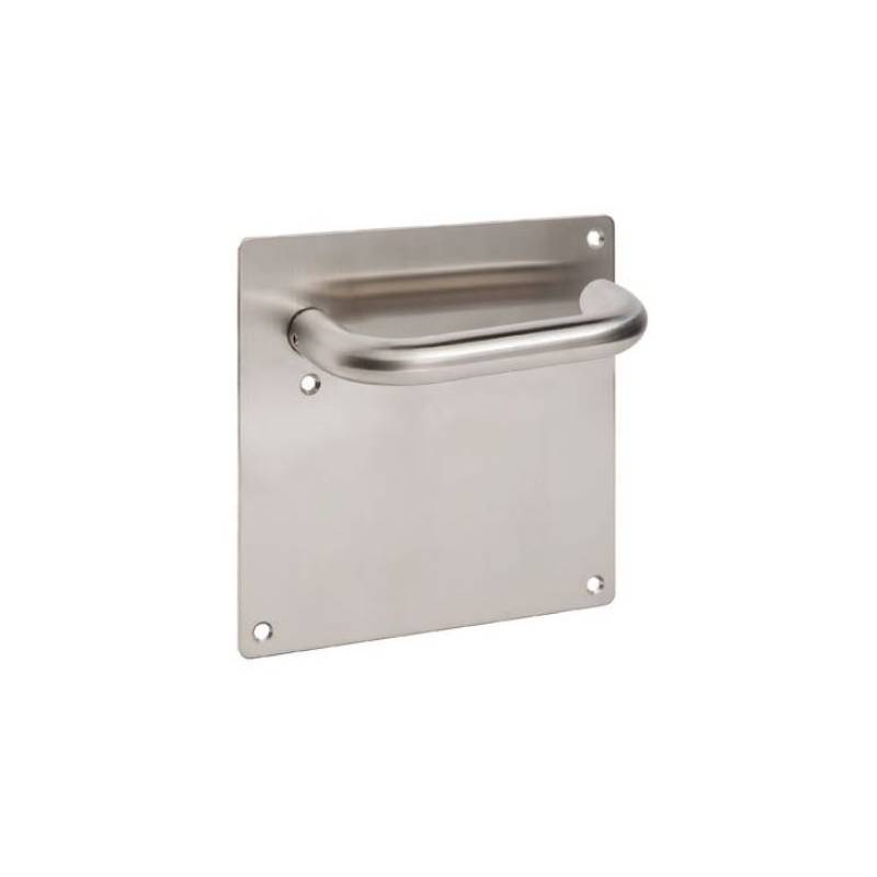 Paire de béquilles sur plaque U 19 mm fonction bec de cane, inox brossé 304 S/R