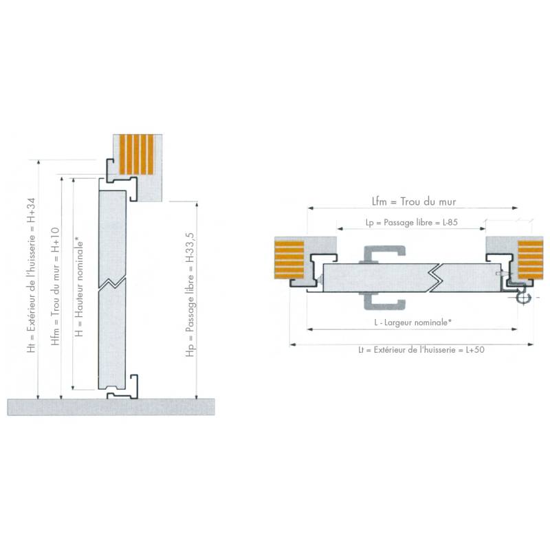 Bloc-porte métallique GTC Classic, droite, 2 vantaux, CF 60, 1490x2050 mm