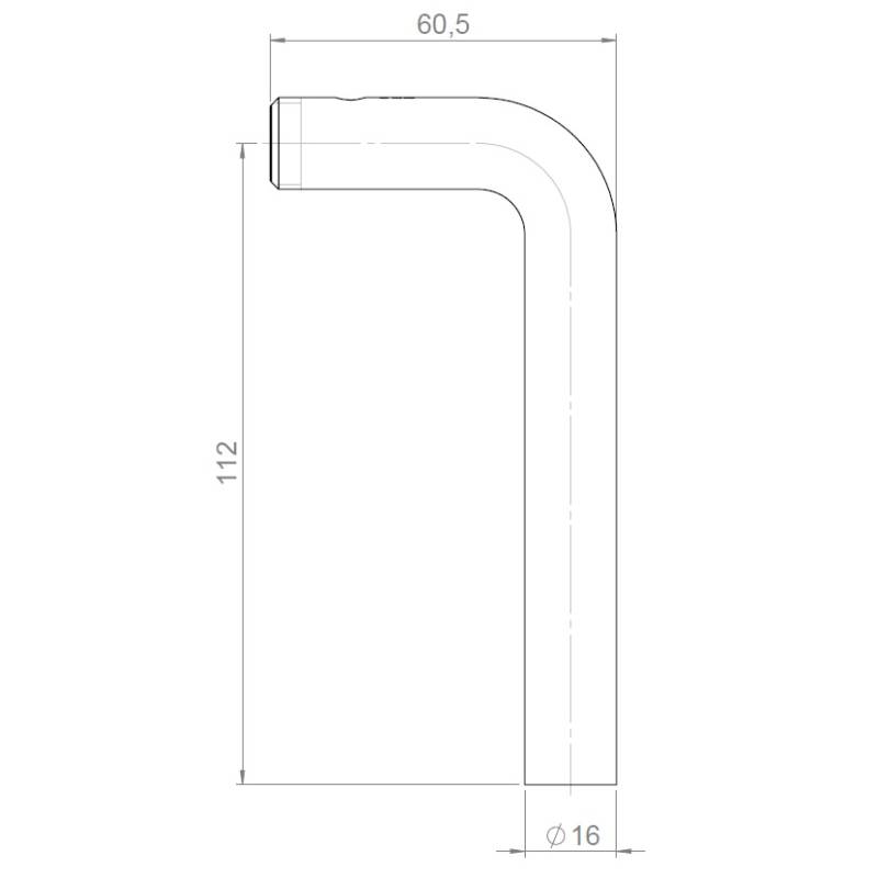 Unité de béquille L 16 mm, inox brossé 316