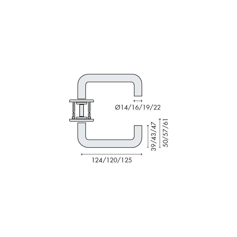 Paire de béquilles U 16 mm sur rosace ronde, inox brossé 316