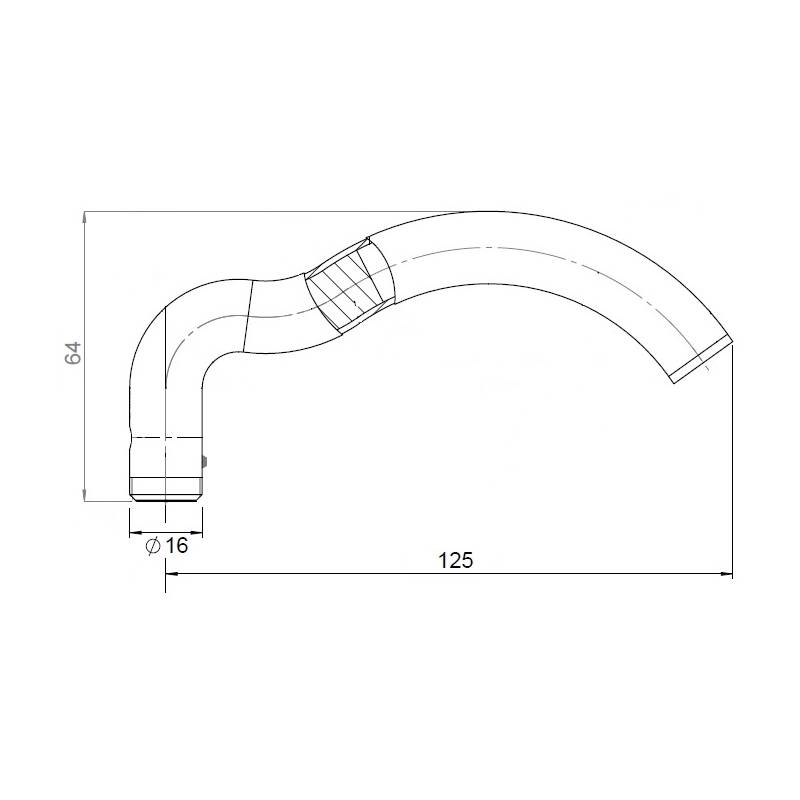 Unité de béquille M 16 mm, inox brossé 316