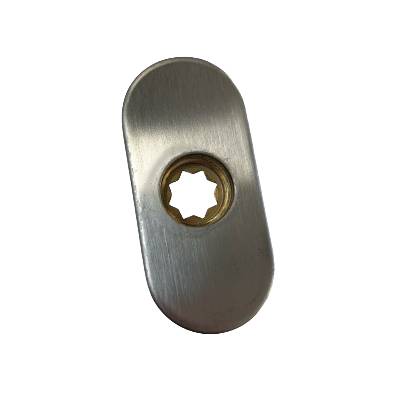 Paire de rosaces ovales, bec de cane 16 mm, entraxe 43 mm, inox brossé 316
