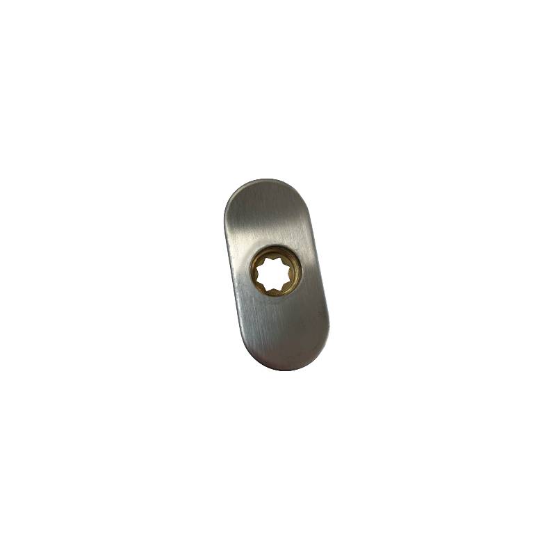 Paire de rosaces ovales, bec de cane 16 mm, entraxe 43 mm, inox brossé 316