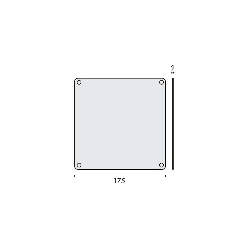 Unité de plaque de poussée carrée 175x175x2 mm, inox brossé 316