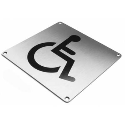 Pictogramme carré 175x175x2 mm, PMR, inox brossé 316