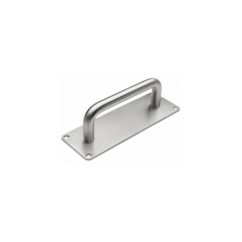 Poignée de tirage sur plaque Ø 14 mm, 175x60 mm, inox brossé 316