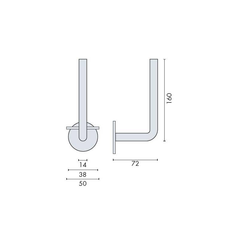 Porte rouleau papier WC de réserve Ø 14x160 mm, inox brossé 316