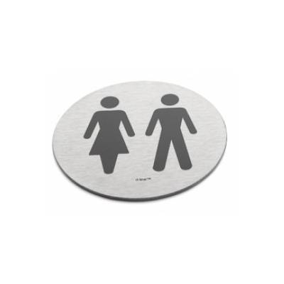 Pictogramme à coller Ø 76 mm, Unisex, inox brossé 316