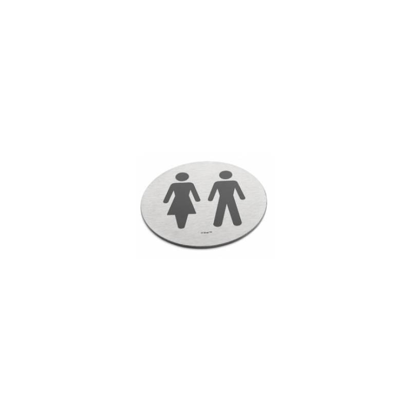 Pictogramme à coller Ø 76 mm, Unisex, inox brossé 316