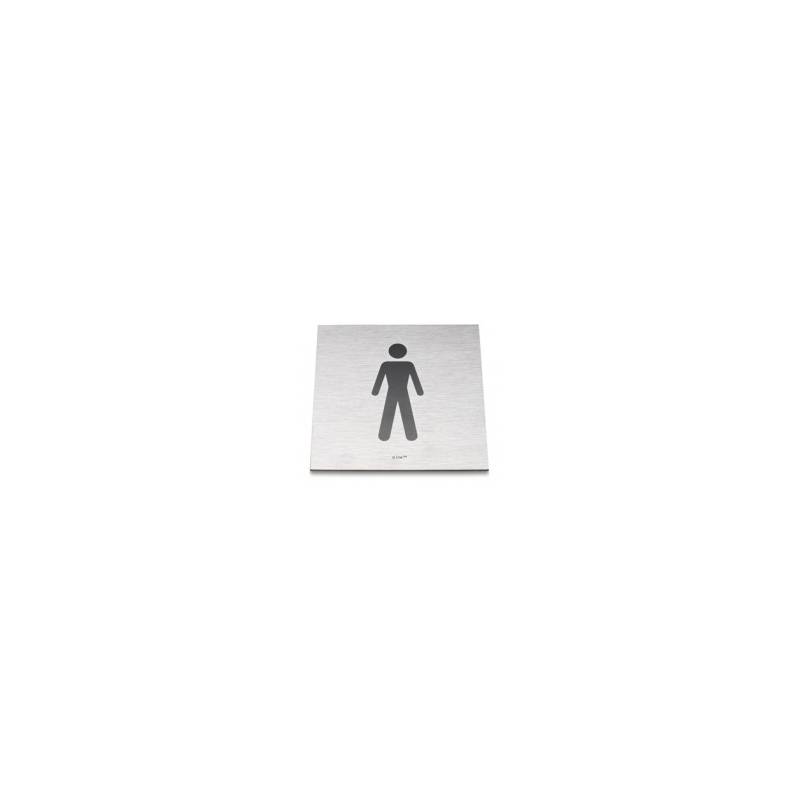 Pictogramme carré à coller 86x86 mm, Homme, inox brossé 316