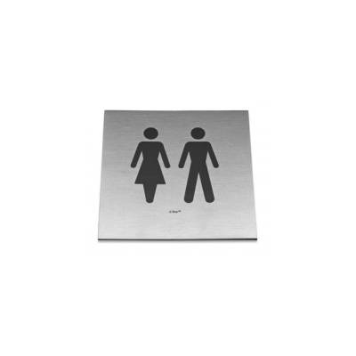Pictogramme carré à coller 86x86 mm, Unisex, inox brossé 316