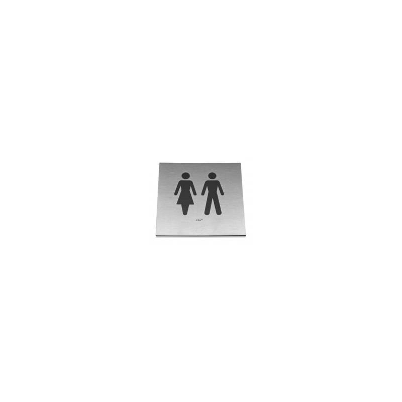 Pictogramme carré à coller 86x86 mm, Unisex, inox brossé 316