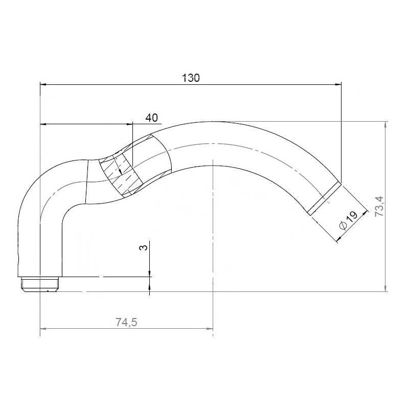 Unité de béquille M 19 mm, inox brossé 316