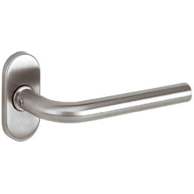 Paire de béquilles L 14 mm sur rosace ovale, inox brossé 316