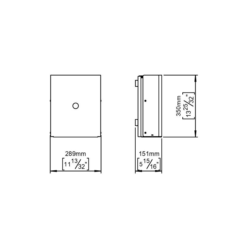 Poubelle murale basculante taille S 10 litres,avec couvercle inox brossé 316
