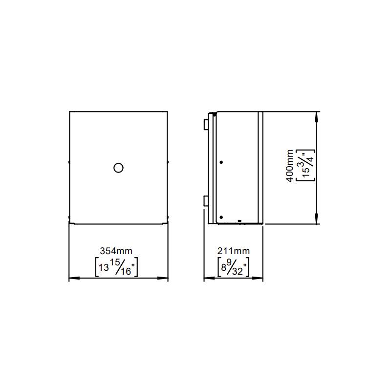 Poubelle murale basculante taille M 20 litres,avec couvercle inox brossé 316