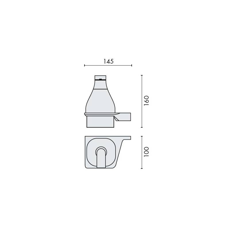 Distributeur de savon liquide mural, gauche, 500 ml, chromé/verre, ALIZE