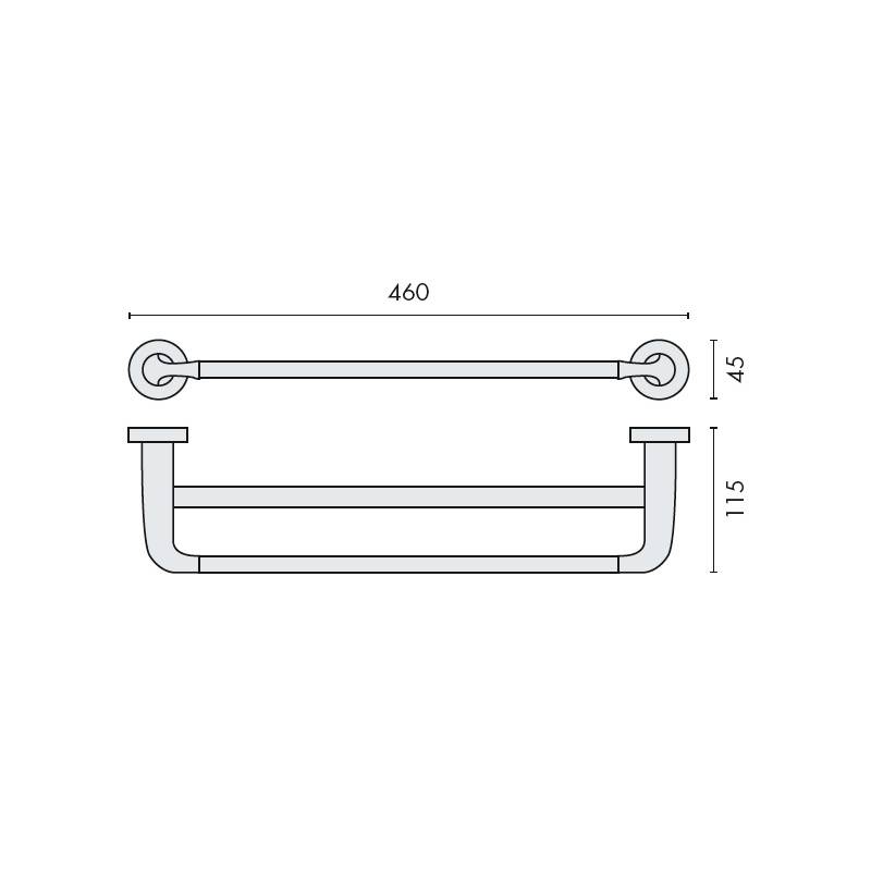 Porte-serviette double 460 mm, chromé, BASIC