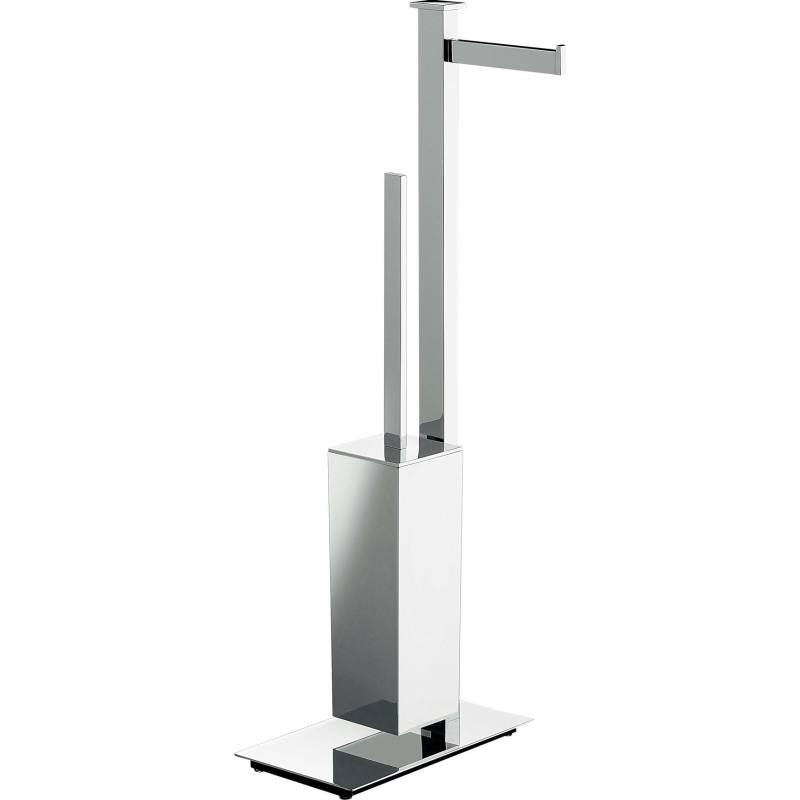 Console dérouleur papier WC et balai/brosse WC, droite, chromé, UNITS