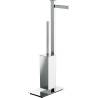 Console dérouleur papier WC et balai/brosse WC, droite, chromé, UNITS