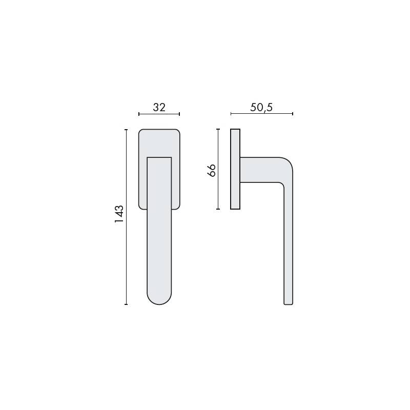 Béquille de fenêtre FEDRA sur rosace rectangulaire, chromé mat