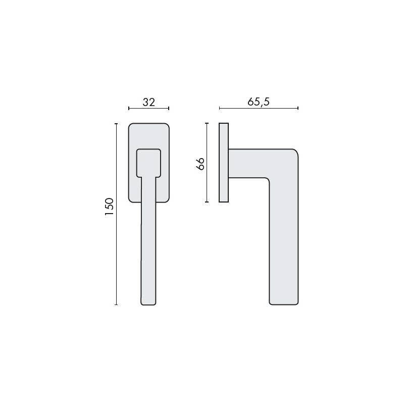 Béquille de fenêtre ESPRIT sur rosace rectangulaire, chromé mat