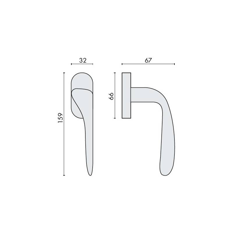 Béquille de fenêtre MADI sur rosace ovale, laiton poli
